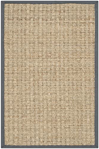 Safavieh Natural Fiber Rug for Living Room, Dining Room, Bedroom - Natural Fiber Collection, Short Pile, in Natural and Black, 61 X 91 cm