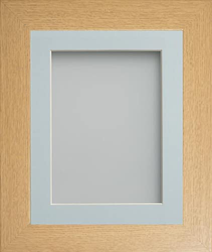 Frame Company Watson Beech Picture Photo Frame fitted with Perspex, 24x20 inch with Light Blue Mount for image size 20x16 inch