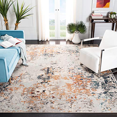 Safavieh Modern Rug for Living Room, Dining Room, Bedroom - Madison Collection, Short Pile, in Grey and Beige, 122 x 122 cm