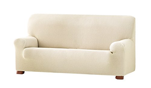 Eysa Cora Bi-Elastic Sofa Cover 3-Seats, Polyester-Cotton, Ecru, 36 x 27 x 17 cm