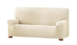 Eysa Cora Bi-Elastic Sofa Cover 3-Seats, Polyester-Cotton, Ecru, 36 x 27 x 17 cm