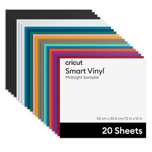 Cricut Smart Vinyl??? Permanent Adhesive Vinyl, no Cutting mat, Midnight Pack, 33 cm x 30.5 cm (13 in x 12 in), 20 pcs