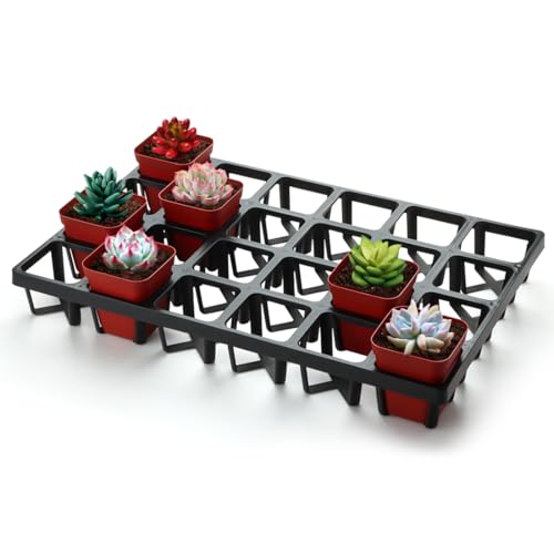 RooTrimmer Square Nursery Pot Tray with 24 Cells, 5 Pack Plant Trays for Pots, Flower Pot Moving Tray, Plastic Planting Tray for Carrying Small Plant Pots(120 Cells in Total