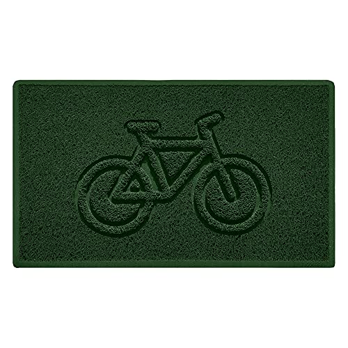 Nicoman Bike Embossed Shape Door Mat Dirt-Trapper Washable Barrier Doormat-(Use Indoor or Sheltered Outdoor)-(75x44cm/29.5x17.3inches,Medium) Green