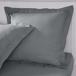 TODAY Essential Set of 2 Pillowcases 63 x 63 cm 100% Cotton Plain Steel