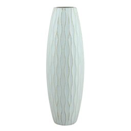 Stonebriar - SB-5076B Vintage Textured Pale Ocean Blue Tall Wooden Vase