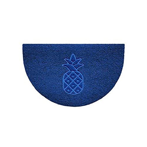 Nicoman Embossed Halfmoon Half Circle Door Mat Dirt-Trapper Jet-Washable Doormat 70x44cm (Blue, PINEAPPLE Shape) - Use on Carpet ONLY