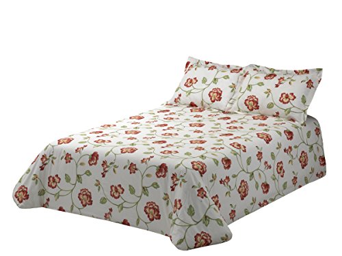 Viantala THERESE 100 Bed Sheet, 150 cm Bed, Cotton, Red and White.