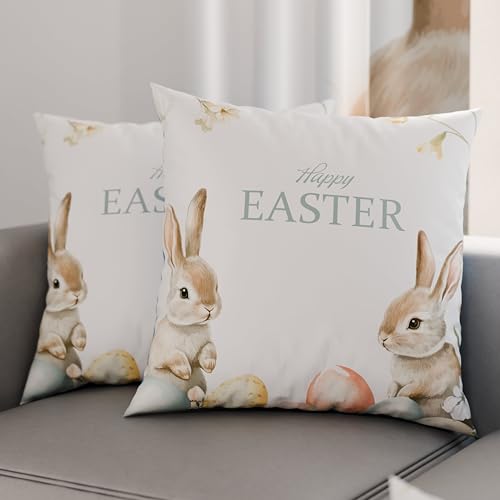 PETTI Artigiani Italiani - Set of 2 Easter Cushion Covers 65x65 cm in Microfibre, Easter Decorative Cushions for Bedroom, Sofa and Living Room, 2 Decorative Pillow Covers, 100% Made in Italy
