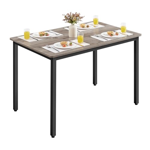 VASAGLE Dining Table, Kitchen Table, 70 x 110 x 77 cm, Dining Table for 4 People, Living Room Desk, for Dining Room, Kitchen, Industrial, Heather Greige and Ink Black KDT081G01