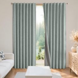 Joydeco 100% Black Out Curtains 90 inch Long 2 Panels Burg Natural Blackout Linen Drapes for Bedroom Living Room Darkening Curtain Thermal Insulated Back tab Rod Pocket(37x90 inch,Sage Green)