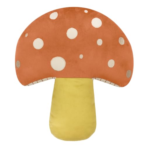 furn. Mushroom Novelty CushionOrange - 43x38cm - Fun Fungi Soft Plush Embroidered Spot Decorative Cushion
