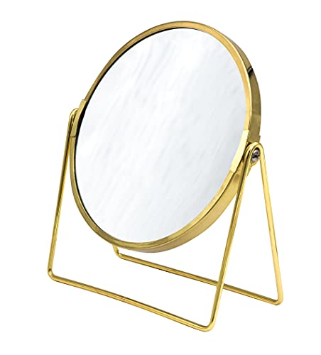 RIDDER Summer Make-Up Mirror, Cosmetic Mirror, Standing Mirror, Gold, with 5x Magnification, Handy - Modern