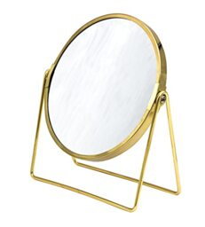 RIDDER Summer Make-Up Mirror, Cosmetic Mirror, Standing Mirror, Gold, with 5x Magnification, Handy - Modern