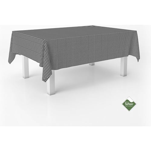 ECOMMERC3 - Stain Resistant Vichy Tablecloth for Rectangular Table Size 200 x 140 cm - Vichy Tablecloth Extra Soft and Waterproof Touch Black