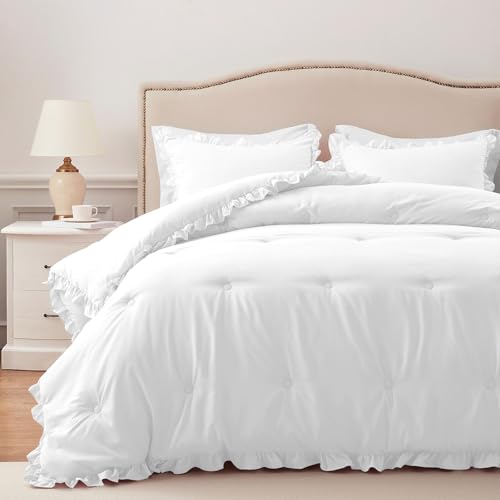 HARBOREST King Size Duvet Cover Set Fluffy Bedding Set for All Seasons 3 Pieces (1 Duvet and 2 Pillowcases) White