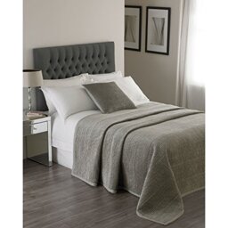 "Riva Home Paoletti Brooklands Luxury King Size Bedspread - Silver Grey - Velvet Feel Quilt Design - Linen Border - 100% Polyester Filling - 240 x 250cm (94"" x 98"" inches)"