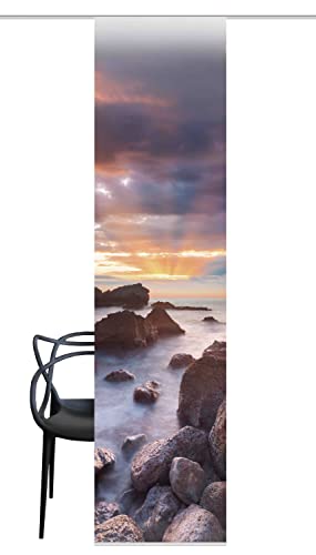 HOME WOHNIDEEN Solop 84123 Sliding Curtain Opaque Decorative Fabric Sea/Nature Motif 245 x 60 cm (Height x Width), Colour: Multicoloured