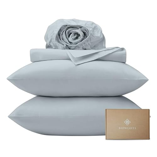 "BIOWEAVES 100% Organic Cotton Sheets, 300 Thread Count 3-Piece GOTS Certified Bed Sheet Set Fits Mattress Upto 17"" Deep Pocket, Soft & Silky Sateen Weave (Twin XL, Shore)"