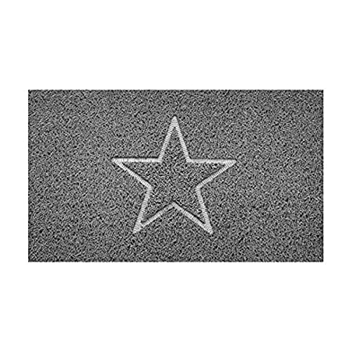 Nicoman Embossed Spaghetti Door Mat Dirt-Trapper Jet-Washable Doormat 70x43cm (Grey, STAR Shape) - Use Outdoor ONLY