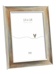 Deknudt Frames - classic photo frame for 13 x 18 cm photo - bronze with silver bevel - for photos, posters or posters - S244D3 - to stand or hang