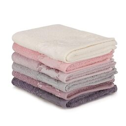 WELL HOME MOBILIARIO & DECORACIÓN Hand Towel Set (6 Pieces) Lilac, Pink, Purple, White and Grey