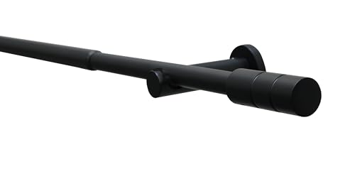 Gardinia Crete Cylinder Curtain Rail Set, Complete Set Including Mounting Material, Length 120-210 Cm, Metal, Matt Black
