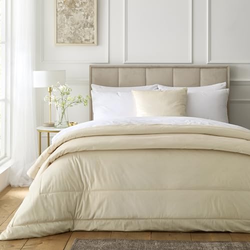 Appletree Heritage Harlan Velvet Bedspread 235 x 235cm Cream – Soft Textured Design for Bedroom, Large Velvet Bedspread