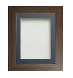 Frame Company Watson Brown Picture Photo Frame fitted with Perspex, 14x11 inch with Blue Mount for image size A4