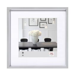 walther design Picture Frame Silver 20 x 20 cm with PassepArtout, Steel Style Plastic Frame ES220S