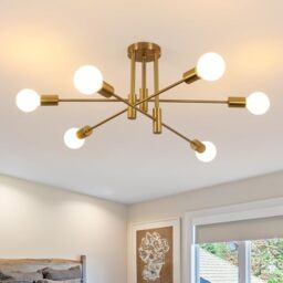 Comely Sputnik Chandelier, 6-Light E27 Gold Modern Ceiling Lamp 72CM