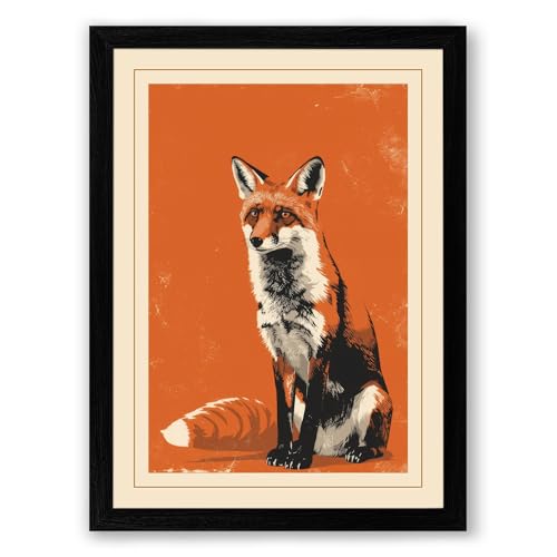Portrait of the Fox Rustic Framed Wall Art Print A4 (29.7×21cm) Black, Wall Decor for Living Room, Bedroom, Office & Home, Ready to Hang, Art Gift