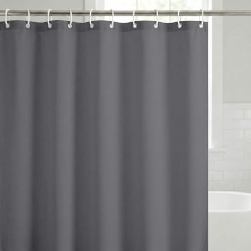 Americanflat 71x74 Solid Grey Shower Curtain - 100% Polyester Shower Curtain - Water-Resistant Bath Curtain with Metal Grommets and 12 Shower Curtain Rings - Long Shower Curtains for Bathroom