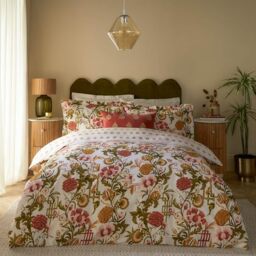 EW By Edinburgh Weavers Morton Floral Double Ochre Cotton Sateen Duvet Set - View #7