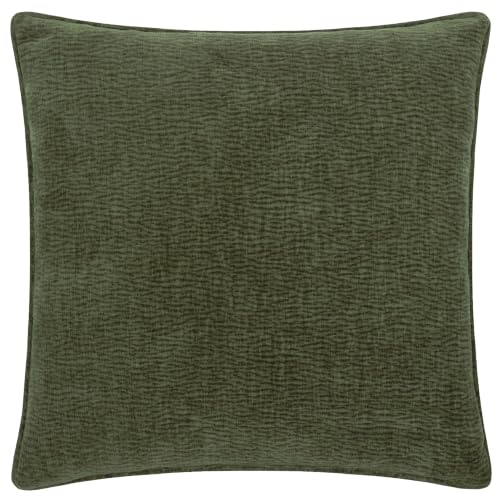 Yard Heath Washed Cushion Cover (Olive - 50x50cm) - Jacquard Weave Enzyme Wash Velvet Tactile Texture Relaxed Decorative Case