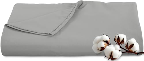 Royale Linens 300 Thread Count 100% Long Staple Combed Cotton Flat Sheet - Super Soft - Top Sheets - King Flat Sheet Sold Separately - Breathable, Cool & Crisp Percale Sheets Only (King, Silver)