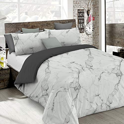 Italian Bed Linen Duvet Cover Fashion, Microfibre, Marble, Single