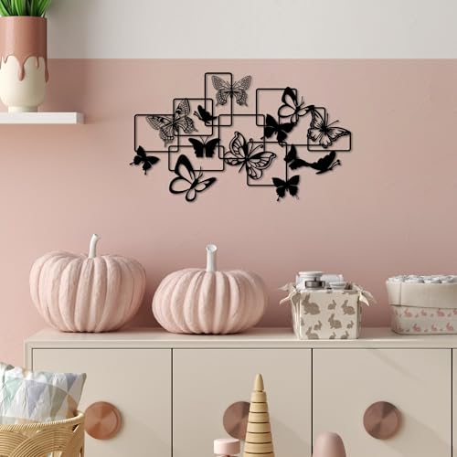 Stylish Black Decorative Metal Wall Accessory, 50 x 29 cm, 100% Metal (1.5 mm Thick), Easy Wall Mounting, Perfect for Modern Home Decor