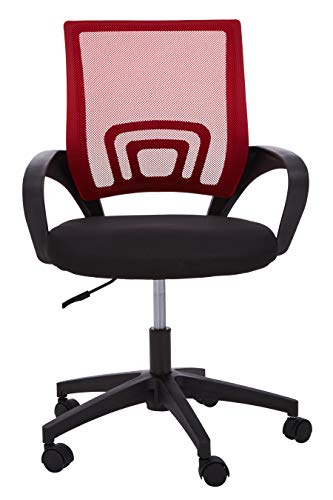 Premier Housewares Home Office Chair with Black Armrest, Comfy Desk Chairs, Red/Black - w62 x d55 x h95cm