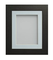 Frame Company Watson Black Picture Photo Frame fitted with Perspex, A4 with Light Blue Mount for image size 10x6 inch