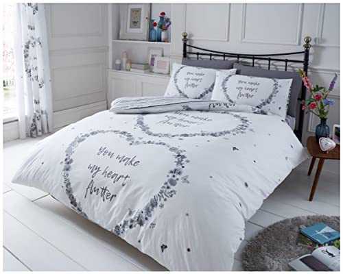 GC GAVENO CAVAILIA Luxury Geometric Duvet cover, Floral Bedding Quilt Set, Polycotton Bed Covers, Grey, Double