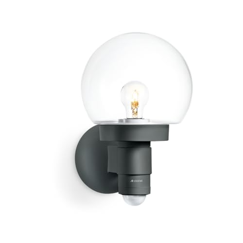 Steinel Outdoor Wall Light L 115 S Anthracite, 240° Motion Sensor, 12 m Range, Basic Light, Continuous Light, Soft Light Start