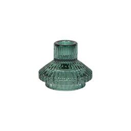 Talking Tables Sage Green Glass Candle Holder Small Ribbed Candlestick Holder for Table Centrepieces, Dinner Candle Stick for Tealights - Wedding and Home Décor 6.5cm Size