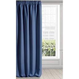 Eurofirany LOGAN Extra Long Blackout Curtain - 1 Unit Rod Pocket, Rufflette Tape, Light blocking Room Darkening Bedroom Living Room, W53 x L106, Dark Blue