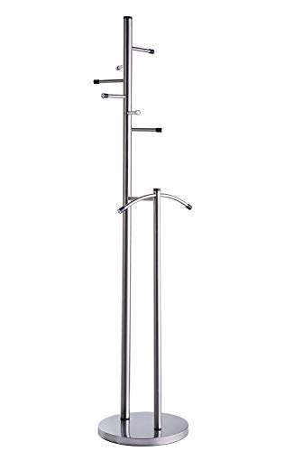 Alco Stainless Steel Coat Stand with 6 Hooks and Separate Hanger, standing, Approx. 47 x 181 cm, Silver, Platzsparend