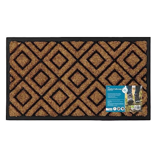 JVL Comfort Rubber Backed Coir Tuffscrape Scraper Doormat, 40x70 cm, Diamonds