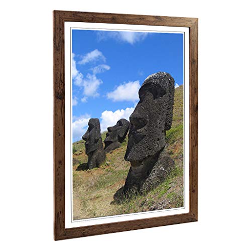 Big Box Art Framed Print of Easter Island Head Stones Design - Wall Art Picture - Home Decor for Kitchen, Living, Dining Room, Bedroom, Hallway, Office, Walnut, A2 / 24.5x18 Inch / 62x45cm