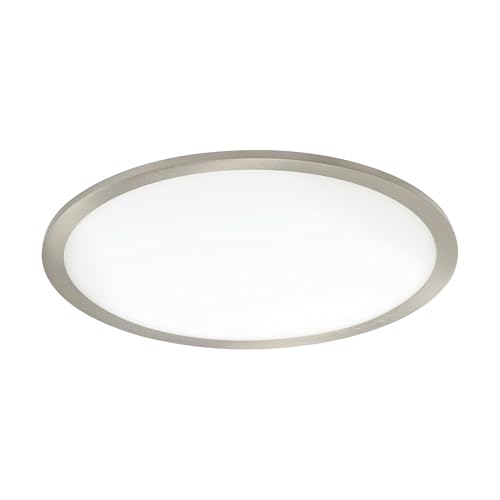 Eglo Recessed spot Light for Ceiling Fueva Flex, Ø 8.9 inches, alumimium LED Downlight with a Plastic Luminous Surface, Flat Nickel-matt Spotlight, Shallow Installation Depth 1 inch, Neutral White