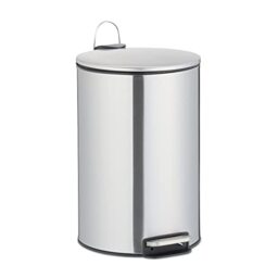 Relaxdays Pedal Bin 12 Litre, Stainless Steel, Waste Container, Inner Bucket, Rubbish Can for Kitchen, Bathroom, Silver, 1 Piece