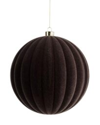Espresso Ribbed Velvet Christmas Bauble 20 cm, Extra Large Tree Ornament